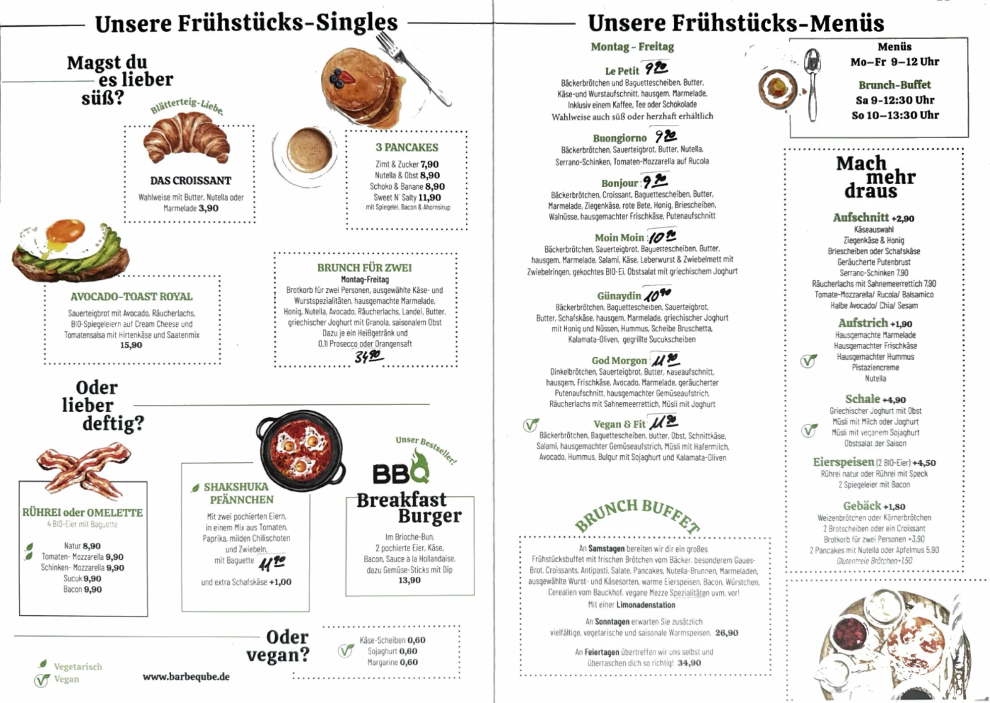 Vorschau der BarbeQube Frühstücks- und Brunchkarte